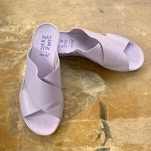 Naturalizer shoes gen stroll leathe slide sandals iced lilac size: 6.5w